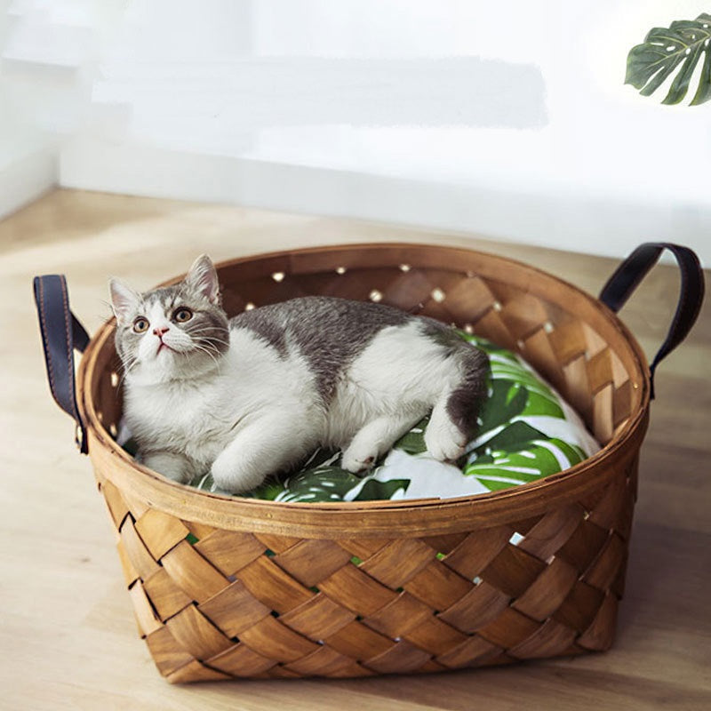 The Burrow — bamboo rattan cat bed