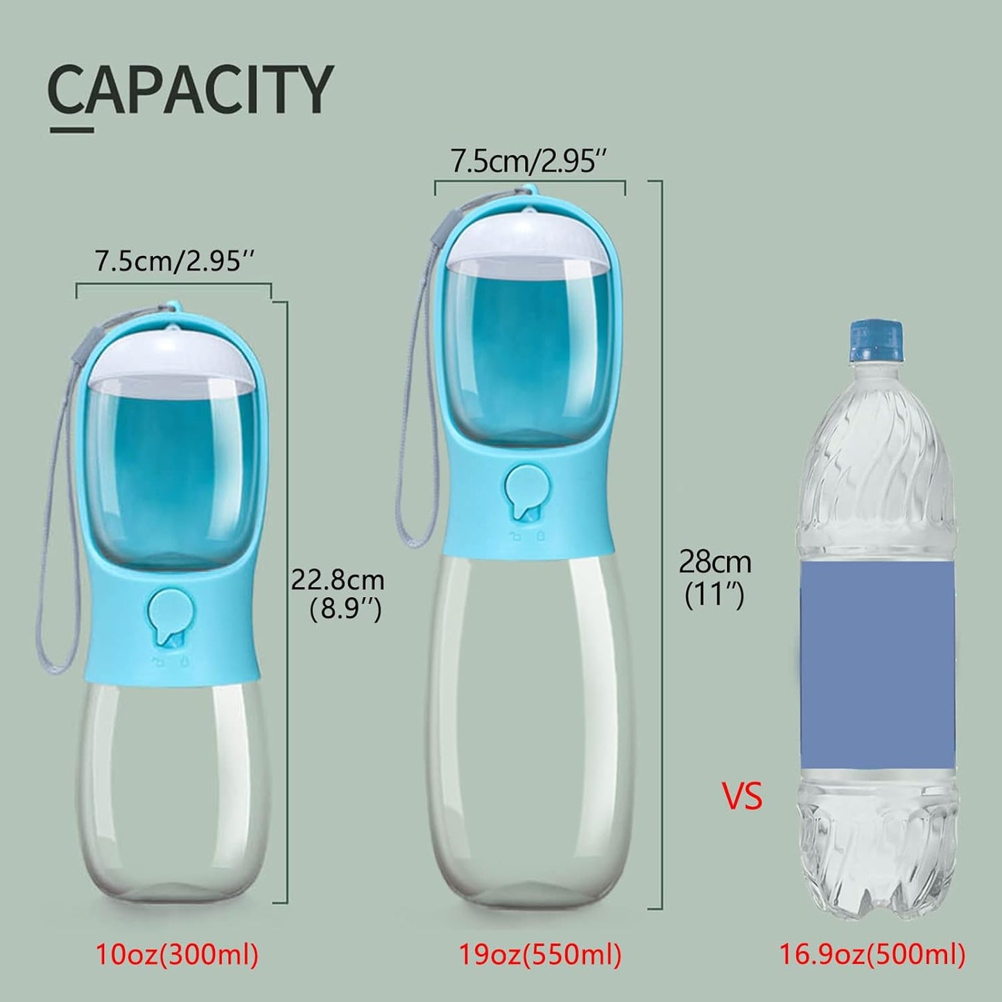 Portable Pet Water Bottle with Food Container