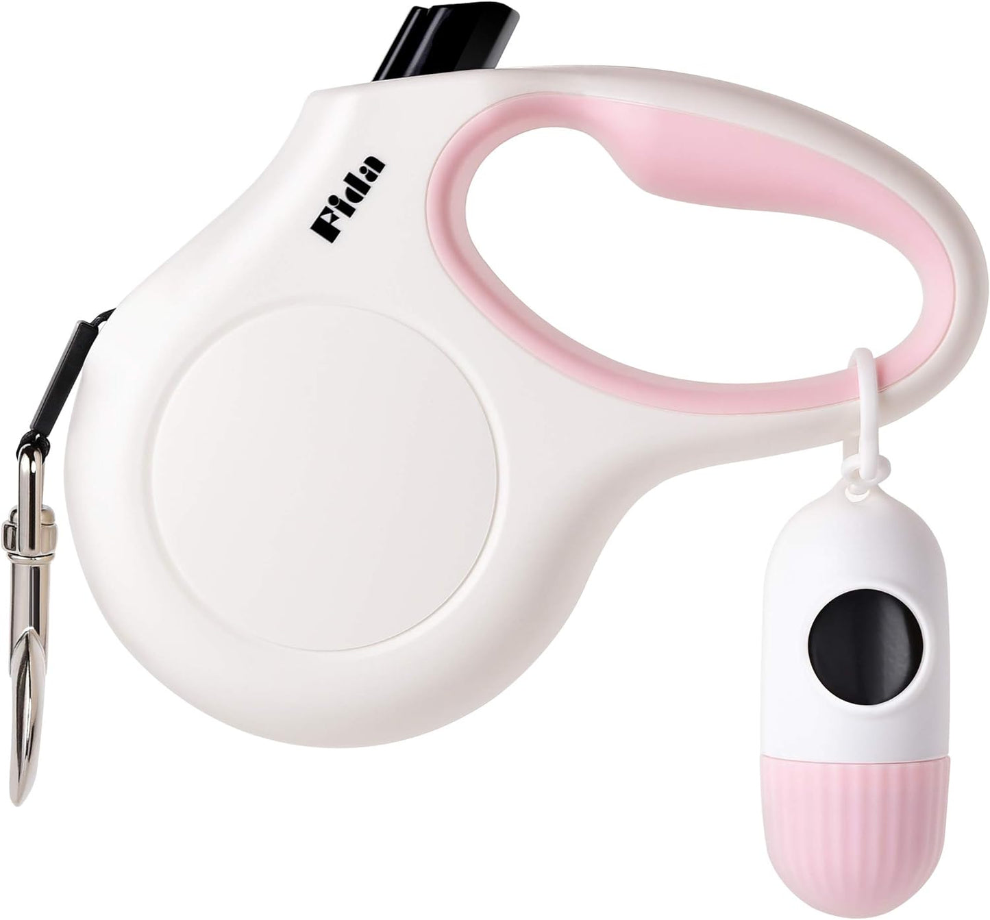 Retractable Dog Leash with Dispenser and Poop Bags, Anti-Slip Handle, and Reflective Nylon Tape