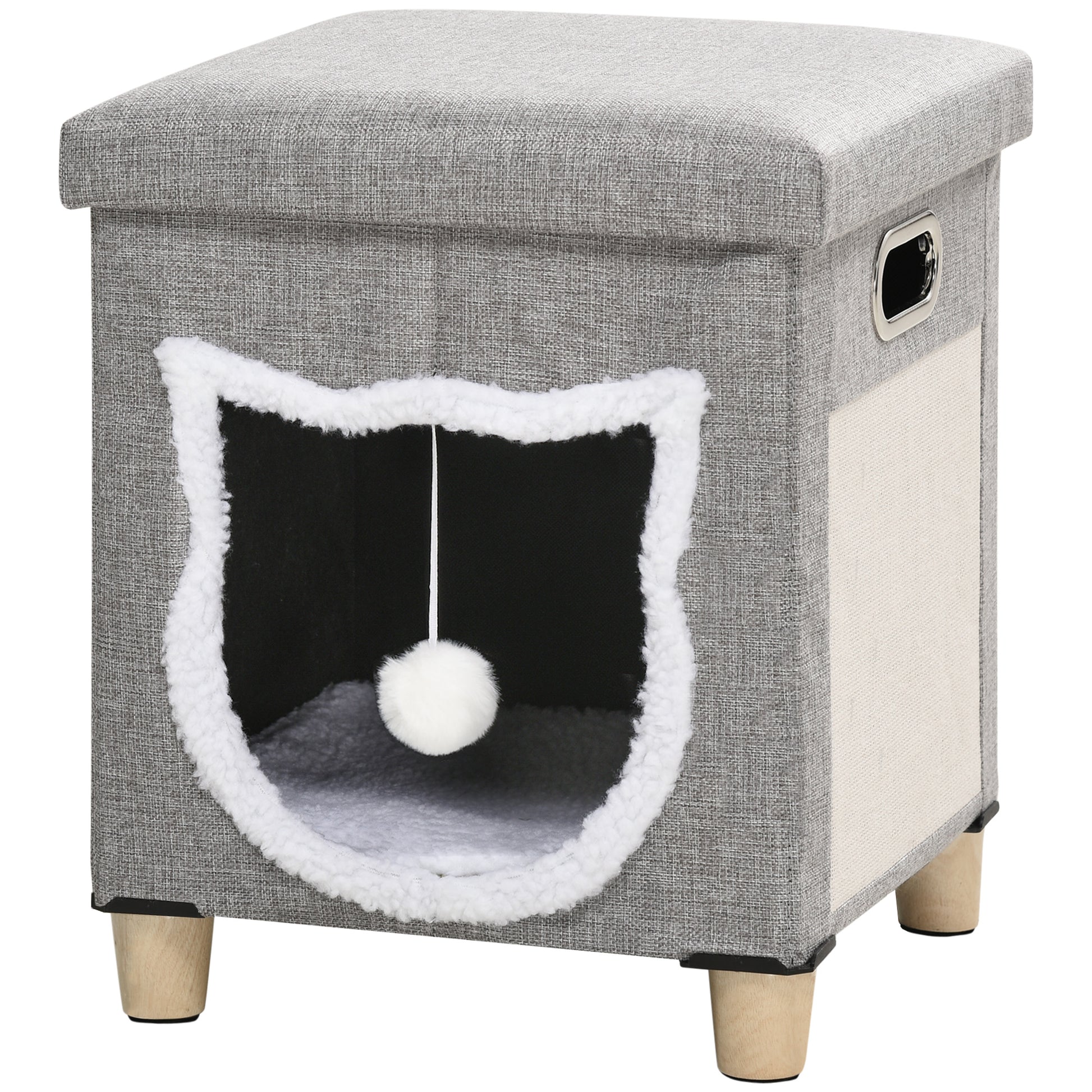 Soft grey enclosed cat cave cube