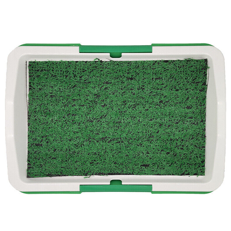 white plastic tray, green artificial turf insert, clean studio lighting