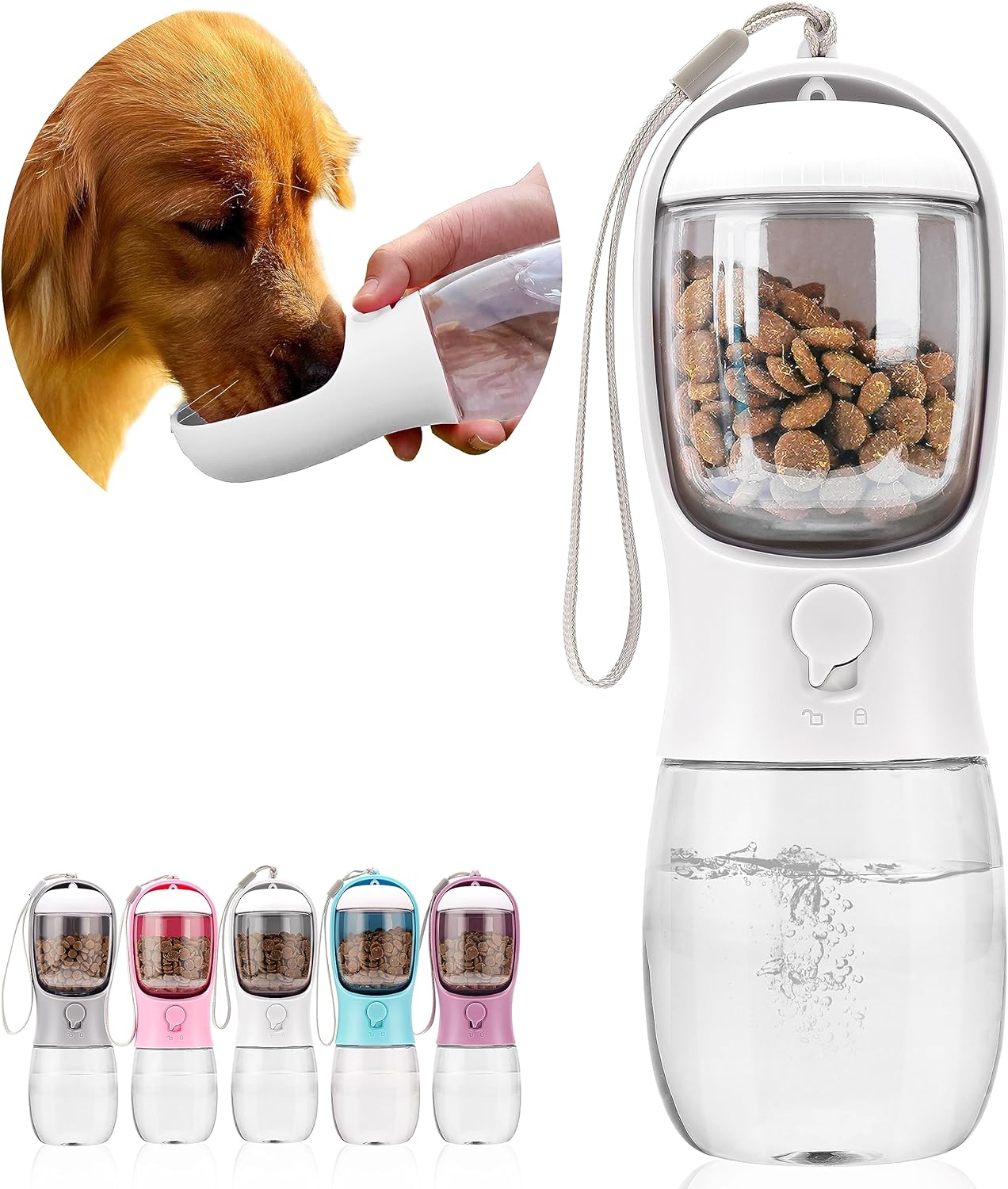 Portable Pet Water Bottle with Food Container