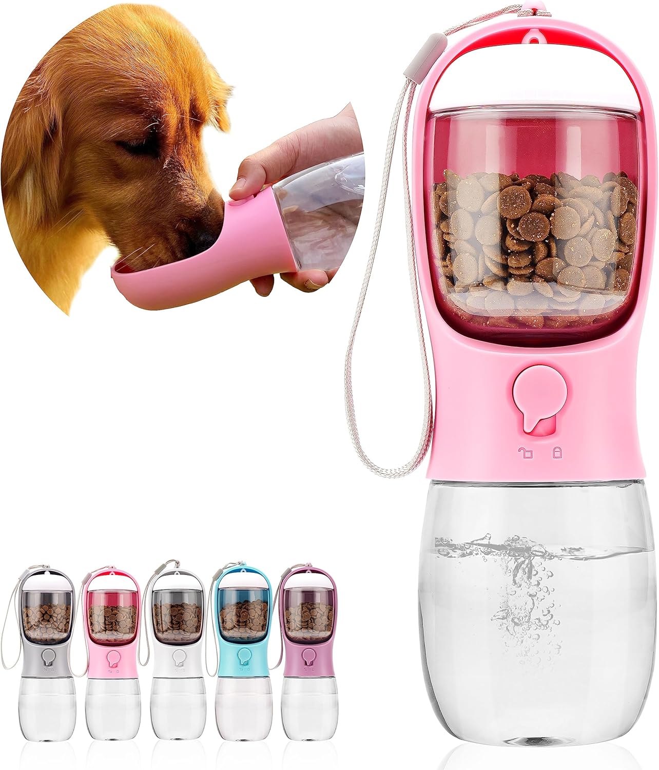 Portable Pet Water Bottle with Food Container