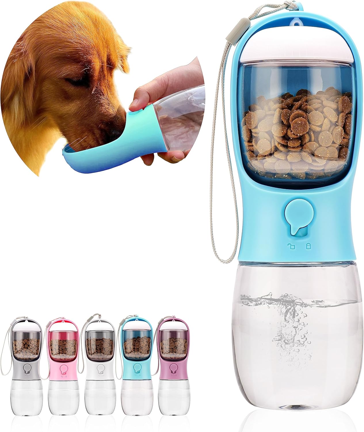 Portable Pet Water Bottle with Food Container