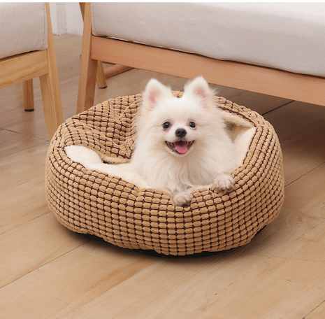 *40% SALE* Round Animal Bed with Soft Fleece, Thicken Nest, and Semi-Enclosed Design for Dogs and Cats