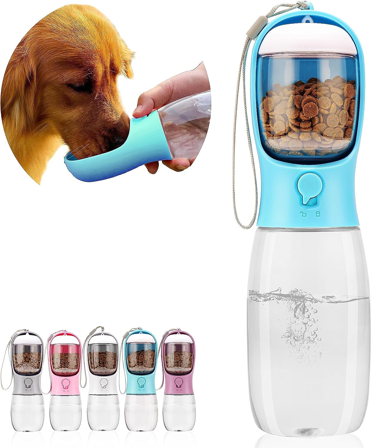 Portable Pet Water Bottle with Food Container