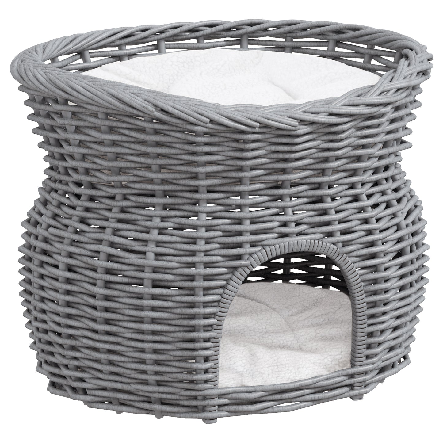 Two-tier woven willow cat house
